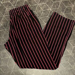 Red and Black Relaxed Fit Joggers with Vertical Stripes